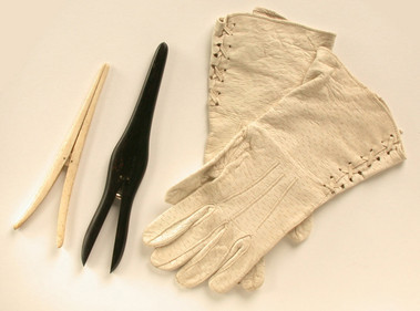 Edwardian Kid Gloves and Glove Stretchers
