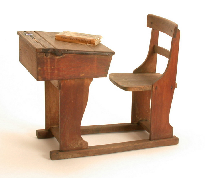 childrens school desk with attached chair